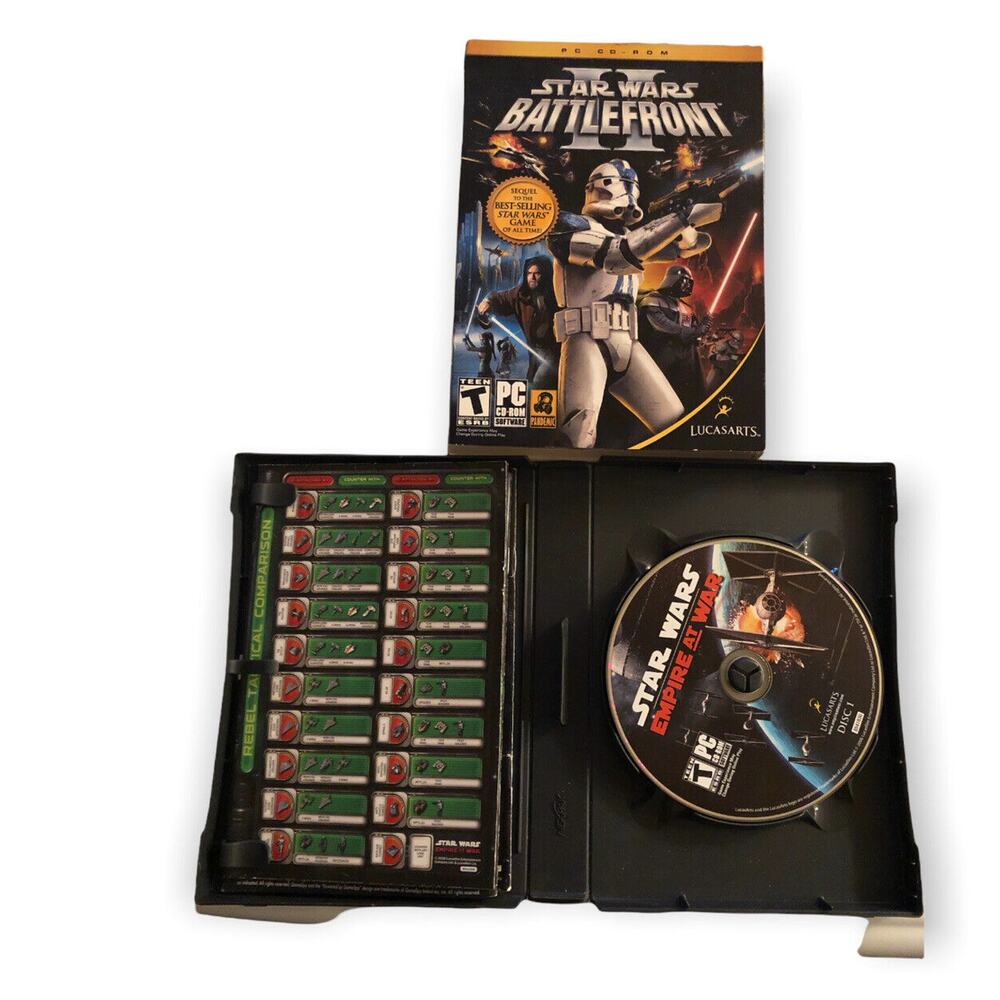 Star‎ Wars: Battlefront II 2 (PC CD-ROM, 2005) 1-4 Plus Empire At War (2)